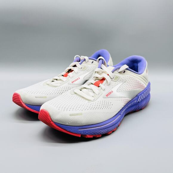 Brooks Shoes Womens 9.5 White Purple Adrenaline GTS 22 Athletic Running Sneakers - Picture 4 of 12